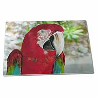Large Glass Cutting Chopping Board Green Winged Red Macaw Parrot