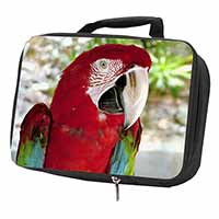 Green Winged Red Macaw Parrot Black Insulated School Lunch Box/Picnic Bag