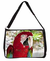 Green Winged Red Macaw Parrot Large Black Laptop Shoulder Bag School/College