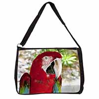 Green Winged Red Macaw Parrot Large Black Laptop Shoulder Bag School/College
