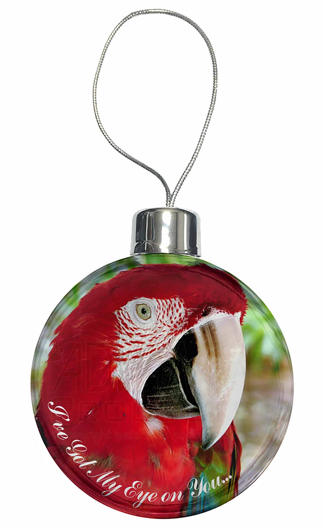 AB-PA11eCB Parrot 'I've Got My Eye On You' Christmas Tree Bauble Decoration Gif 