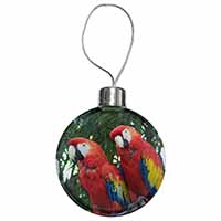 Macaw Parrots in Palm Tree Christmas Bauble