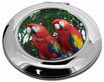 Macaw Parrots in Palm Tree Make-Up Round Compact Mirror