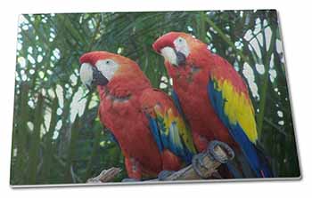 Large Glass Cutting Chopping Board Macaw Parrots in Palm Tree