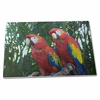 Large Glass Cutting Chopping Board Macaw Parrots in Palm Tree