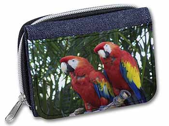 Macaw Parrots in Palm Tree Unisex Denim Purse Wallet