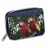 Macaw Parrots in Palm Tree Unisex Denim Purse Wallet