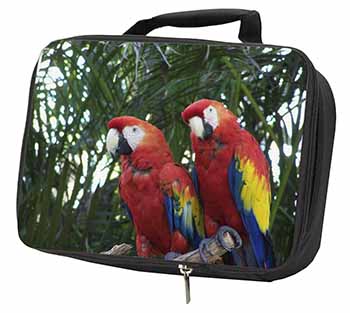 Macaw Parrots in Palm Tree Black Insulated School Lunch Box/Picnic Bag