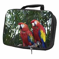 Macaw Parrots in Palm Tree Black Insulated School Lunch Box/Picnic Bag