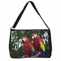 Macaw Parrots in Palm Tree Large Black Laptop Shoulder Bag School/College