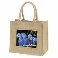 Hyacinth Macaw Parrots Natural/Beige Jute Large Shopping Bag