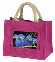 Hyacinth Macaw Parrots Little Girls Small Pink Jute Shopping Bag