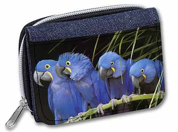 Hyacinth Macaw Parrots Unisex Denim Purse Wallet