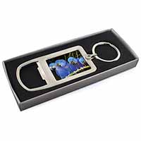 Hyacinth Macaw Parrots Chrome Metal Bottle Opener Keyring in Box