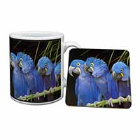 Hyacinth Macaw Parrots Mug and Coaster Set