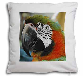 Face of a Macaw Parrot Soft White Velvet Feel Scatter Cushion