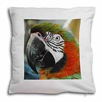 Face of a Macaw Parrot Soft White Velvet Feel Scatter Cushion