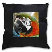 Face of a Macaw Parrot Black Satin Feel Scatter Cushion