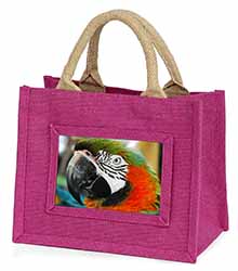 Face of a Macaw Parrot Little Girls Small Pink Jute Shopping Bag