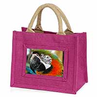 Face of a Macaw Parrot Little Girls Small Pink Jute Shopping Bag