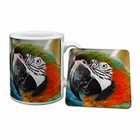 Face of a Macaw Parrot Mug and Coaster Set