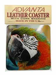 Face of a Macaw Parrot Single Leather Photo Coaster