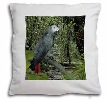 African Grey Parrot Soft White Velvet Feel Scatter Cushion