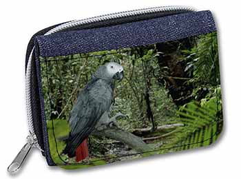 African Grey Parrot Unisex Denim Purse Wallet