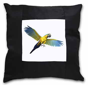 In-Flight Flying Parrot Black Satin Feel Scatter Cushion