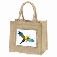 In-Flight Flying Parrot Natural/Beige Jute Large Shopping Bag