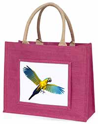 In-Flight Flying Parrot Large Pink Jute Shopping Bag
