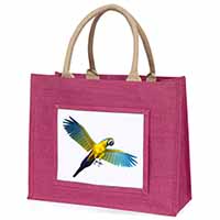 In-Flight Flying Parrot Large Pink Jute Shopping Bag