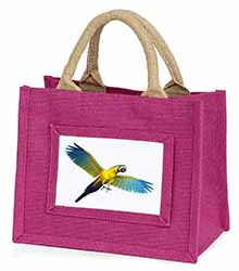 In-Flight Flying Parrot Little Girls Small Pink Jute Shopping Bag