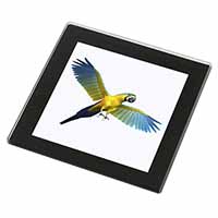 In-Flight Flying Parrot Black Rim High Quality Glass Coaster