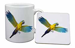 In-Flight Flying Parrot Mug and Coaster Set