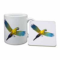 In-Flight Flying Parrot Mug and Coaster Set