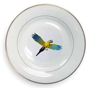 In-Flight Flying Parrot Gold Rim Plate Printed Full Colour in Gift Box