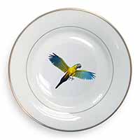 In-Flight Flying Parrot Gold Rim Plate Printed Full Colour in Gift Box