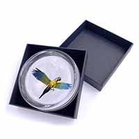In-Flight Flying Parrot Glass Paperweight in Gift Box