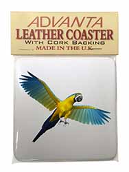 In-Flight Flying Parrot Single Leather Photo Coaster