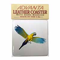 In-Flight Flying Parrot Single Leather Photo Coaster