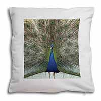 Rainbow Feathers Peacock Soft White Velvet Feel Scatter Cushion