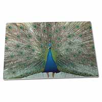 Large Glass Cutting Chopping Board Rainbow Feathers Peacock