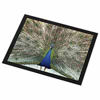 Rainbow Feathers Peacock Black Rim High Quality Glass Placemat