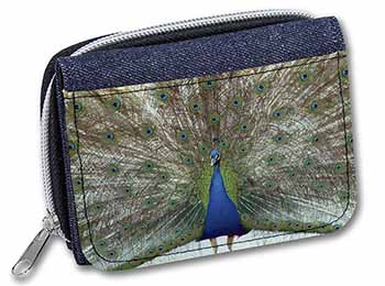 Rainbow Feathers Peacock Unisex Denim Purse Wallet