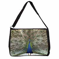 Rainbow Feathers Peacock Large Black Laptop Shoulder Bag School/College