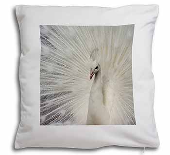 White Feathers Peacock Soft White Velvet Feel Scatter Cushion