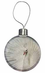 White Feathers Peacock Christmas Bauble