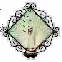 White Feathers Peacock Wrought Iron Wall Art Candle Holder