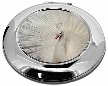 White Feathers Peacock Make-Up Round Compact Mirror